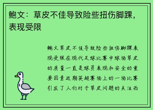 鲍文：草皮不佳导致险些扭伤脚踝，表现受限